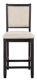 Asher 2 Beige Fabric/Black Wood Counter Height Chairs