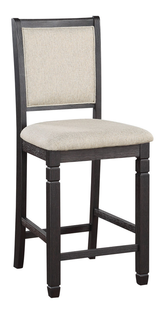 Asher 2 Beige Fabric/Black Wood Counter Height Chairs