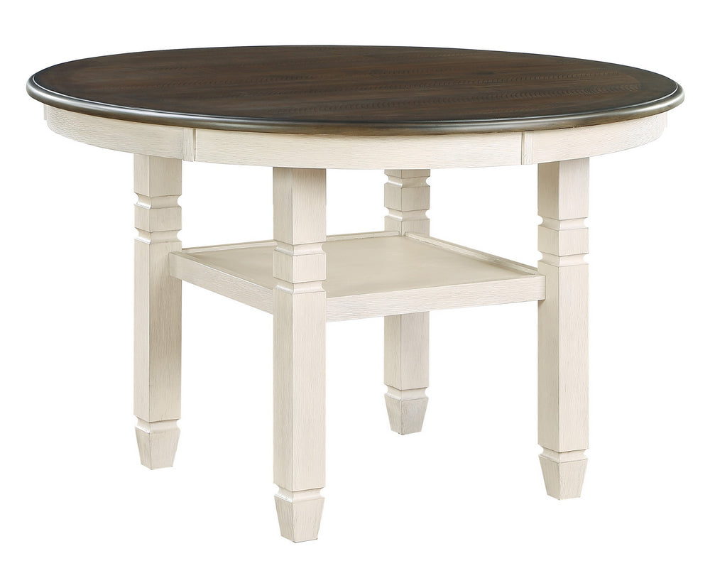 Asher Brown/Antique White Wood Dining Table