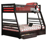 Ashton Cappuccino Wood Twin/Full Bunk Bed with 2 Drawers