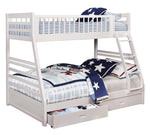 Ashton White Wood Twin/Full Bunk Bed with 2 Drawers