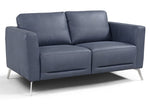 Astonic Contemporary Blue Leather Loveseat