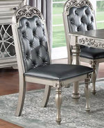 Astraea 2 Grey Faux Leather/Silver Wood Side Chairs