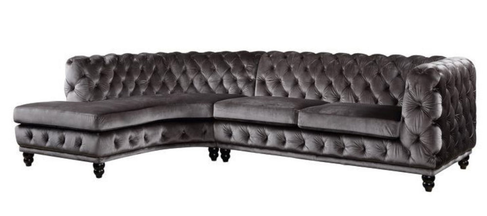 Atesis 2-Pc Dark Gray Velvet LAF Sectional Sofa