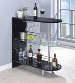 Athina Contemporary Glossy Black Wood Bar Unit