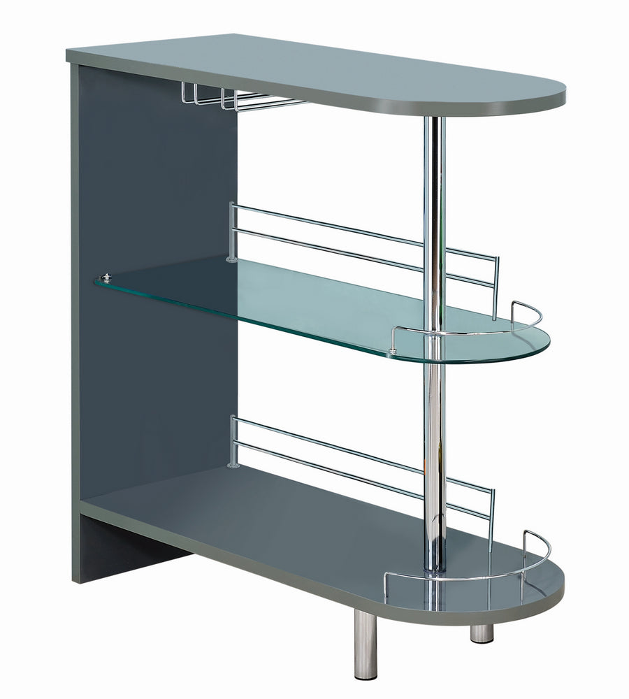 Athina Contemporary Glossy Grey Wood Bar Unit