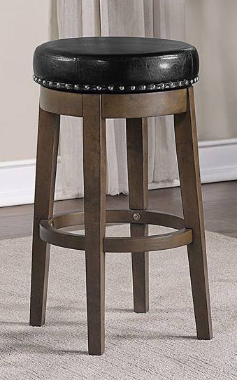 Auggie 2 Black Faux Leather Swivel Bar Stools