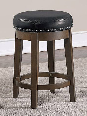 Auggie 2 Black Faux Leather Swivel Counter Height Stools