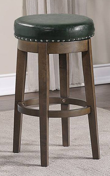 Auggie 2 Olive Green Faux Leather Swivel Bar Stools