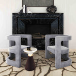 Aurora Modern Clear Glass/Grey Velvet Side Table