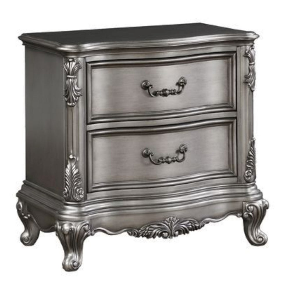 Ausonia Antique Platinum Wood 2-Drawer Nightstand