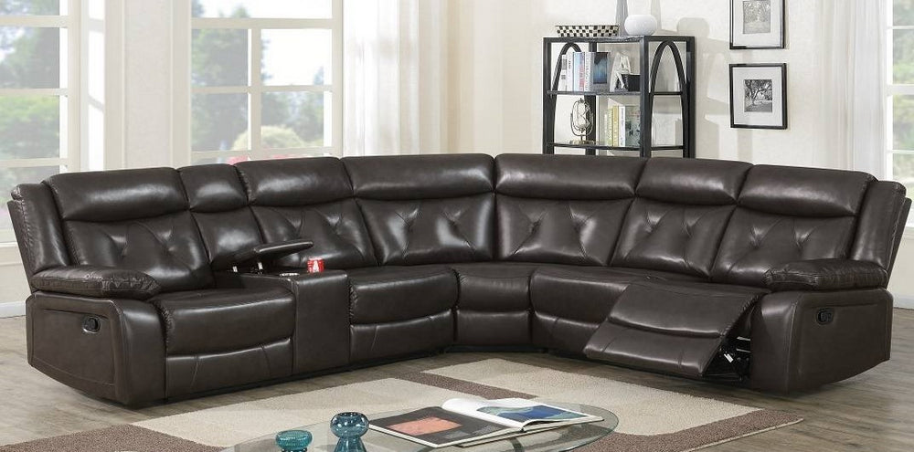 Avaline 3-Pc Dark Brown Manual Recliner Sectional Sofa