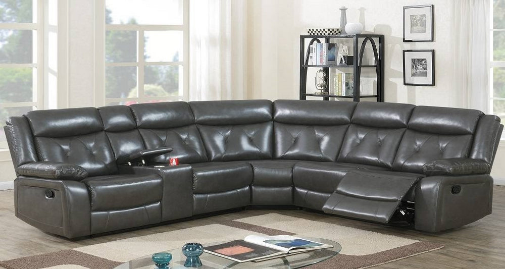 Avaline 3Pc Grey Leatherette Manual Recliner Sectional Sofa