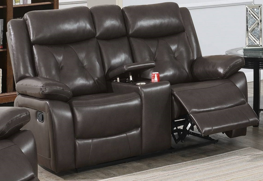 Avaline Dark Brown Gel Leatherette Power Recliner Loveseat