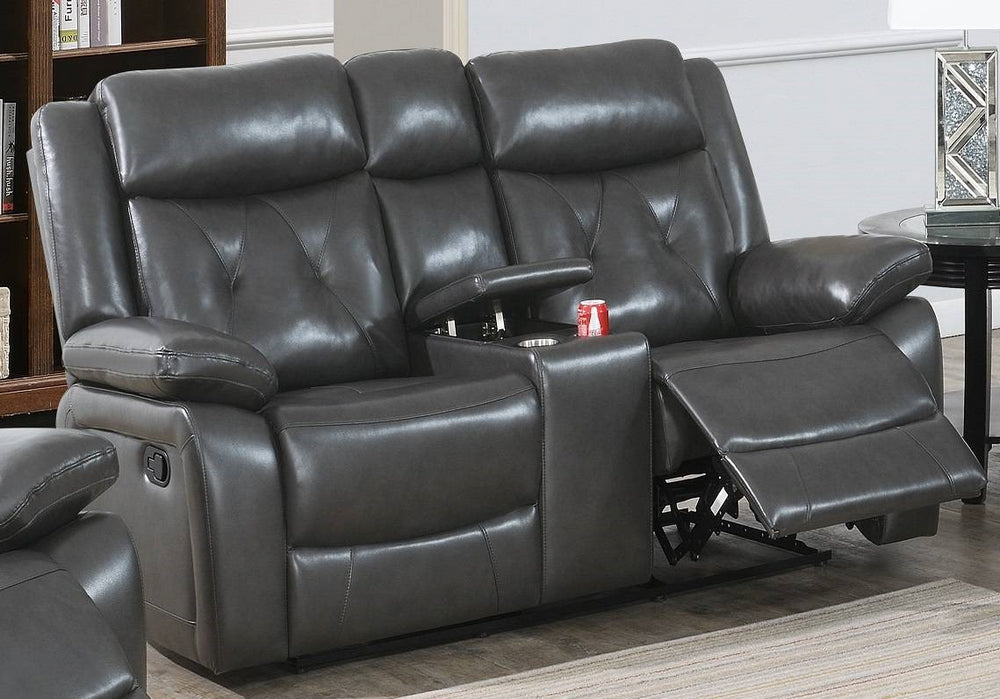 Avaline Grey Gel Leatherette Manual Recliner Loveseat