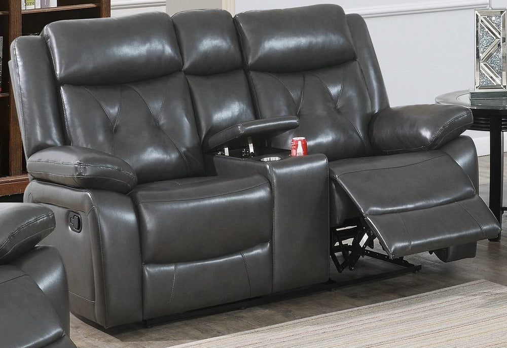 Avaline Grey Gel Leatherette Power Recliner Loveseat