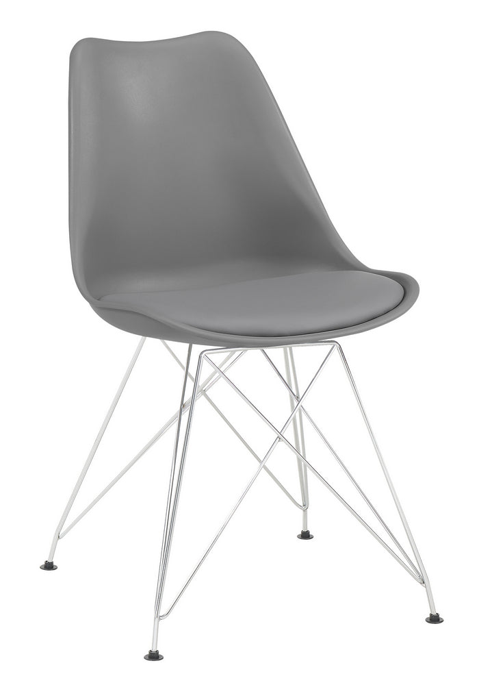 Aviana 2 Grey Plastic/Chrome Finish Metal Side Chairs