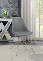 Aviana 2 Grey Plastic/Chrome Finish Metal Side Chairs