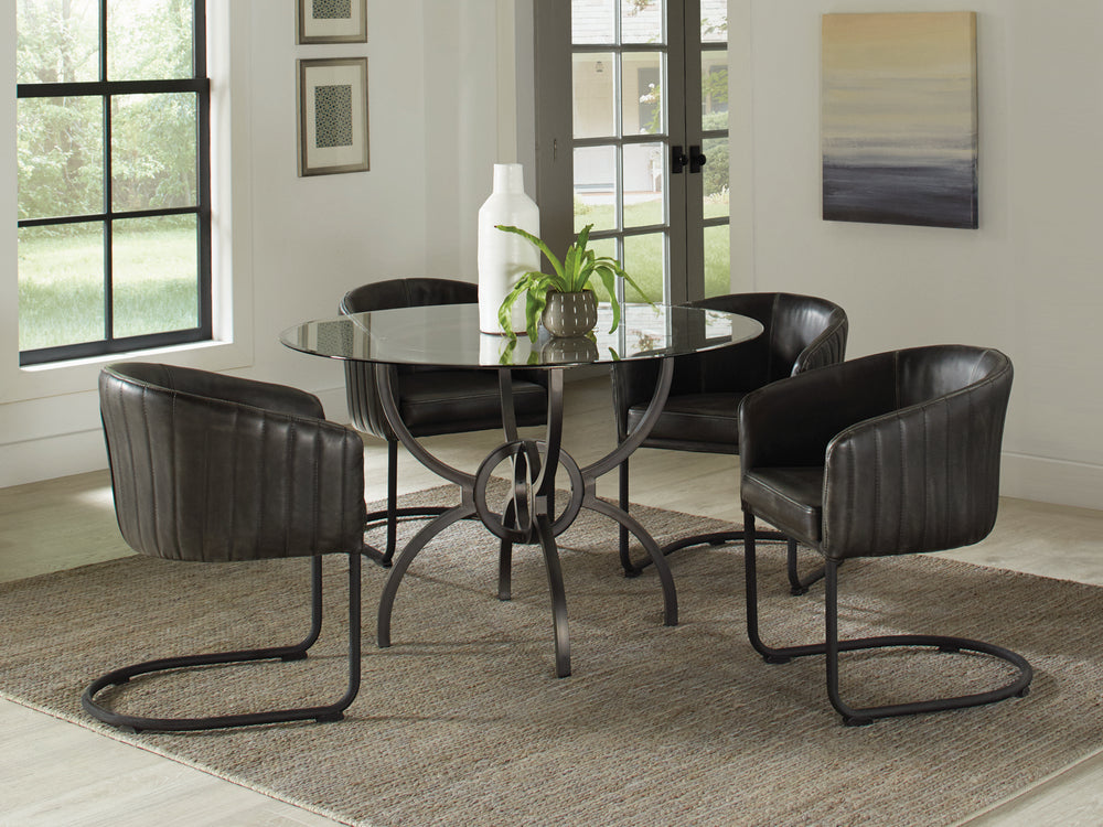 Aviano 5-Pc Clear Glass/Gunmetal Metal Dining Table Set