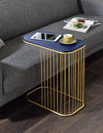 Aviena Blue Wood/Gold Metal Side Table