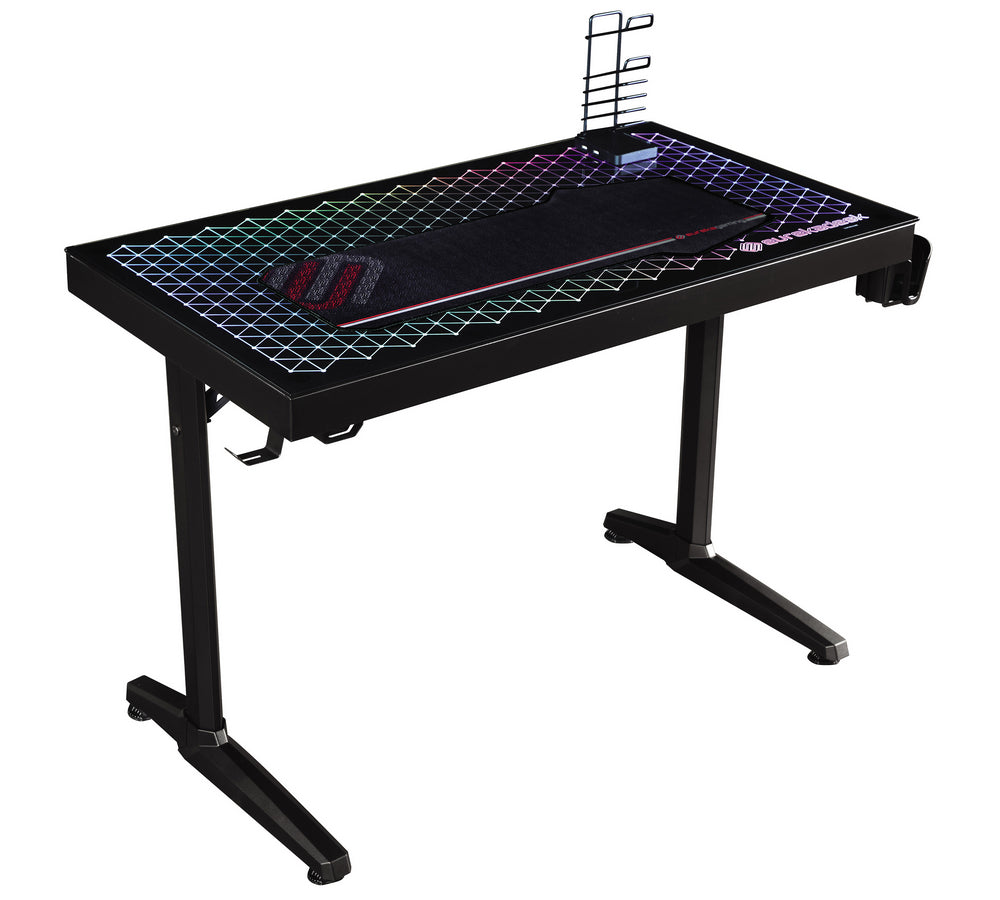 Avoca Black Glass/Steel Gaming Desk