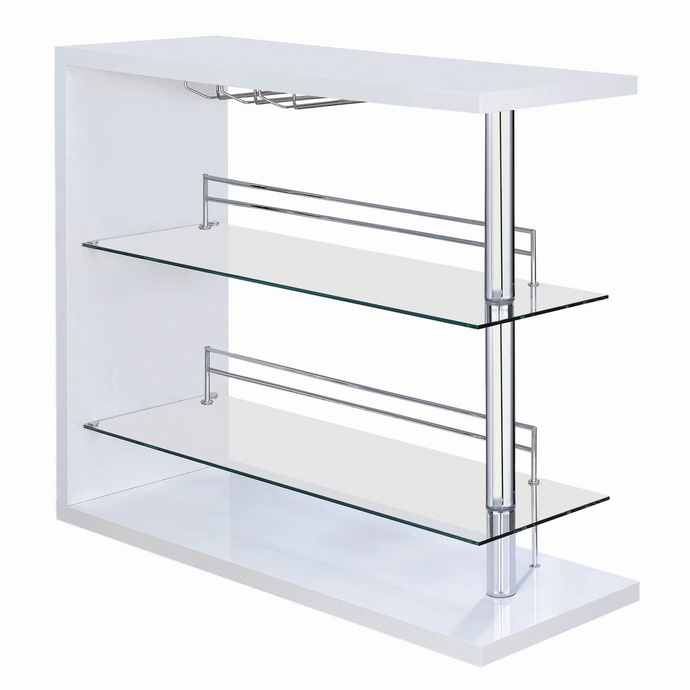 Avra Contemporary Glossy White Wood Bar Unit