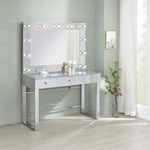 Umbridge Glam White Wood Vanity Desk with Mirror