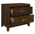 Aziel Walnut Wood 2-Drawer Nightstand