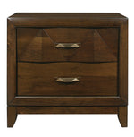 Aziel Walnut Wood 2-Drawer Nightstand