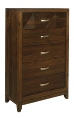 Aziel Walnut Wood 5-Drawer Chest