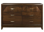 Aziel Walnut Wood 6-Drawer Dresser