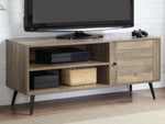 Baina II Rustic Oak Wood TV Stand with Open Shelves