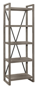 Bainbridge Weathered Gray Wood Bookcase with 5 Shelves