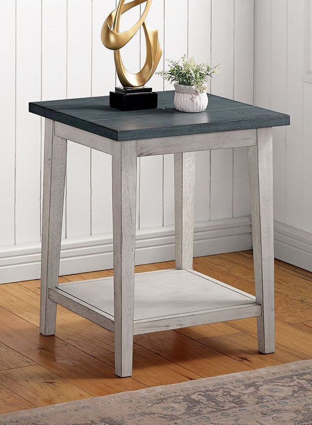 Banjar Antique White/Antique Blue Side Table