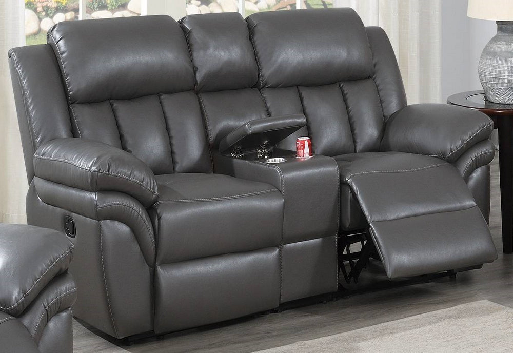 Barbora Grey Gel Leatherette Manual Recliner Loveseat