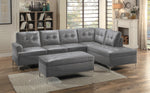 Barrington Gray Faux Leather RAF Sectional w/ Ottoman