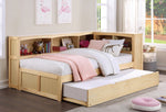 Bartly Natural Pine Finish Corner Twin Bed with Trundle