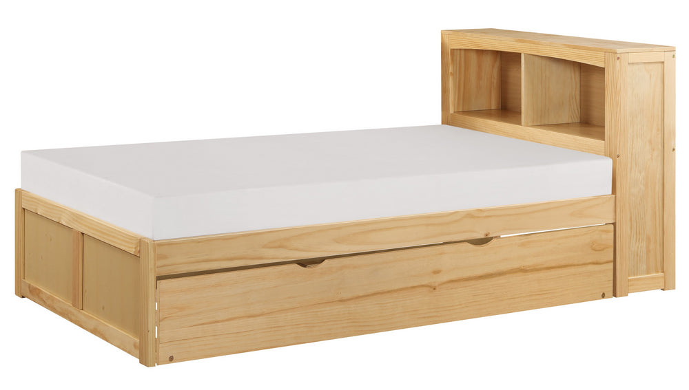 Bartly Natural Pine Finish Wood Twin Bed with Trundle