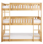 Bartly Natural Pine Finish Wood Twin Triple Bunk Bed