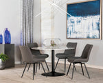 Bartole White/Grey Marble/Black Metal Round Dining Table