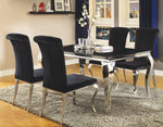 Carone 5-Pc Black Glass/Velvet/Metal Dining Table Set