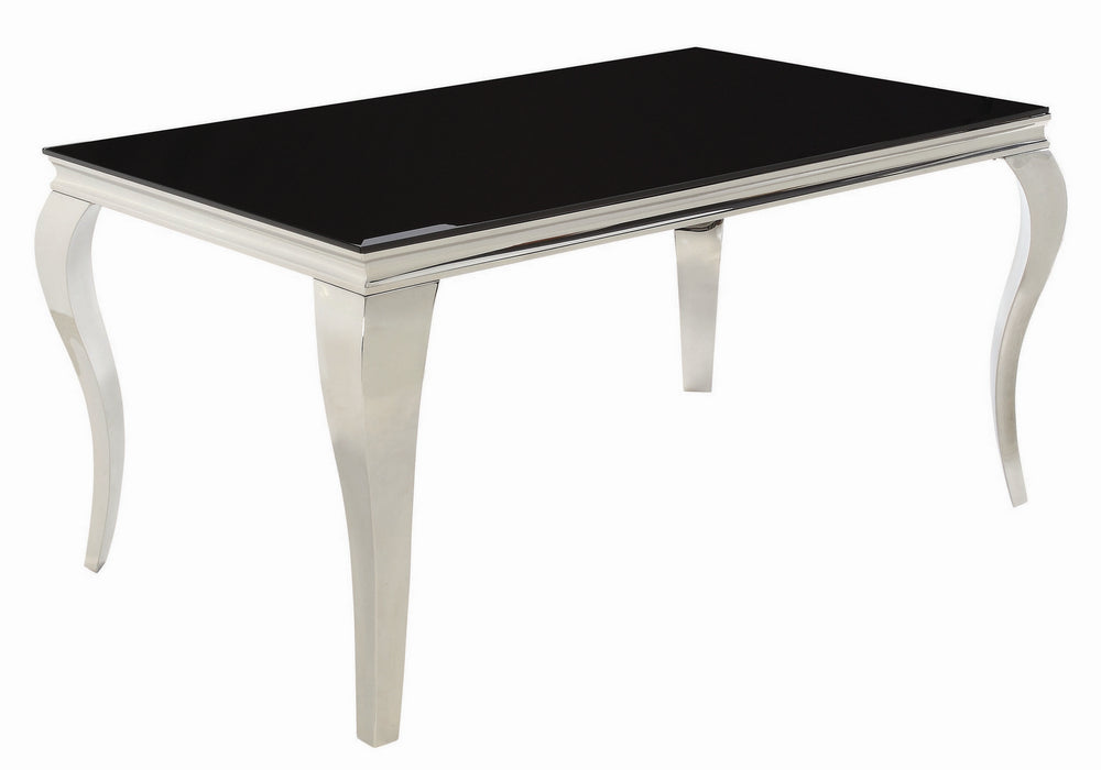 Carone Black Glass/Chrome Finish Metal 61"L Dining Table