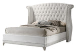 Barzini White Velvet/Leatherette Queen Platform Bed