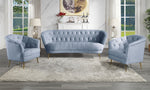 Bayram Light Gray Velvet Tufted Sofa