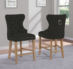 Beata 2 Black Linen Fabric/Wood Counter Height Chairs