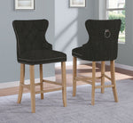 Beata 2 Black Linen Fabric/Wood Bar Stools