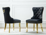 Beata 2 Black Velvet/Gold Metal Side Chairs