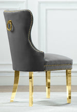 Beata 2 Dark Gray Fabric/Gold Metal Side Chairs