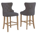 Beata 2 Gray Linen Fabric/Wood Bar Stools