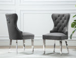 Beata 2 Dark Gray Velvet/Silver Metal Side Chairs